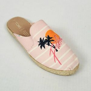 Tom's canvas embroidered shoes espadrilles stripes women size 6.5